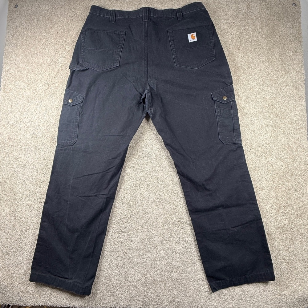 Carhartt B342 BLK Relaxed Fit Cargo Pants Mens 40x32 Black Ripstop Work Trousers - Picture 6 of 9